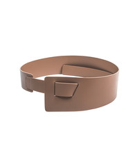 Brown leather female belt on a white background.