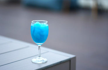 Blended ice Blue soda serving in the glass