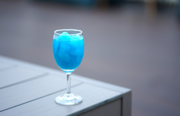 Blended ice Blue soda serving in the glass