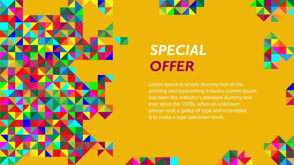 Abstract  background with multi-colored triangles. Decorative web layout or poster, offer, banner.
