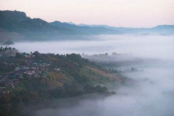 fog on village