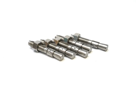 Close-up a hot dip stainless steel sleeve archor bolt. 
