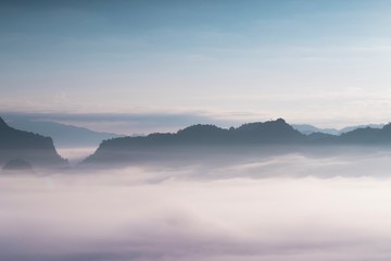 Fototapeta na wymiar misty morning on the mountains