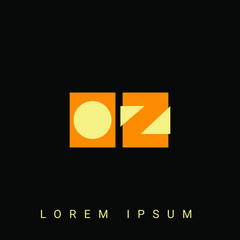 Modern creative shaped OZ, ZO, O, Z  logo. Initial Logo Designs Templete with Black Background. Vector Illustration