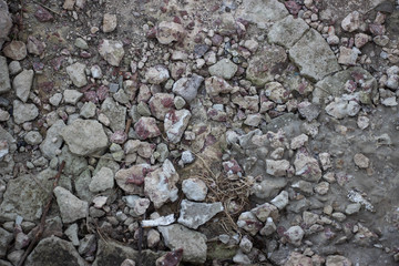 Crushed stone and multi-colored stones close-up element for the designer. Background like texture..