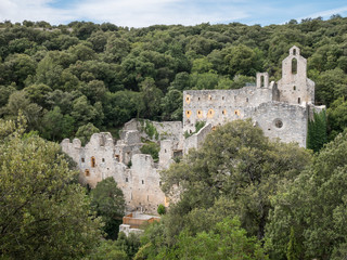 Ruins of the former abandoned Santa Catalina monestary in the Botanical Garden of Santa Catalina, near Vitoria-Gasteiz, Spain