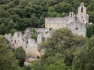 Ruins of the former abandoned Santa Catalina monestary in the Botanical Garden of Santa Catalina, near Vitoria-Gasteiz, Spain