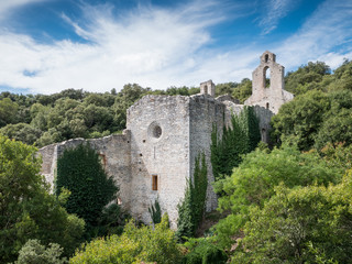 Ruins of the former abandoned Santa Catalina monestary in the Botanical Garden of Santa Catalina, near Vitoria-Gasteiz, Spain