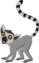 Cartoon cute lemur on white background © tigatelu