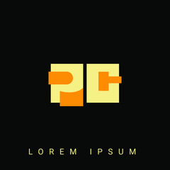 Modern creative shaped PG, GP, P, G logo. Initial Logo Designs Templete with Black Background. Vector Illustration
