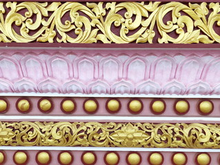 Ancient Burmese stucco on the church wall in Myanmar Temple