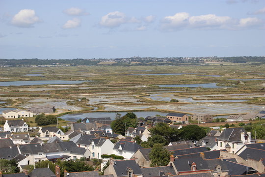 Marais De La Presqu'ïle De Guérande Depuis Le Haut Du Clocher De L'église Saint-Guénolé à Batz-sur-Mer