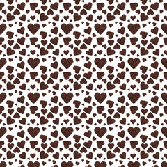 Heart sign of coffee beans semaless pattern on white background. 