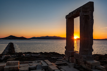 Portata of Naxos, Greece, at Sunset
