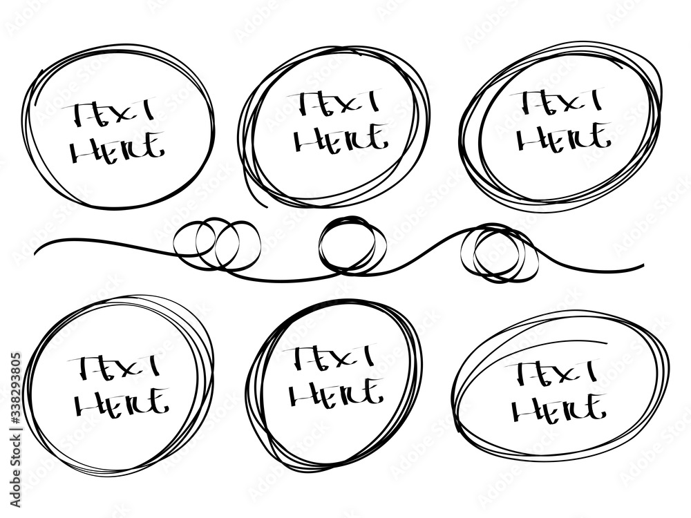 Poster hand drawn scribble line circles. doodle circular for message note mark design element. vector illus