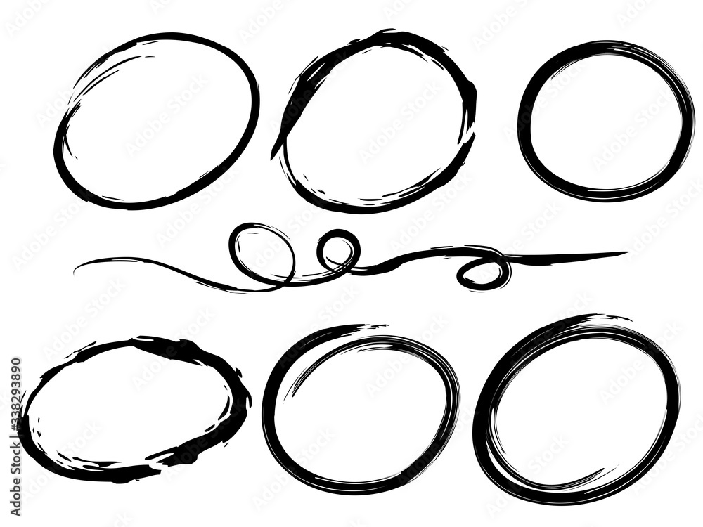Poster hand drawn scribble line circles. doodle circular for message note mark design element. vector illus