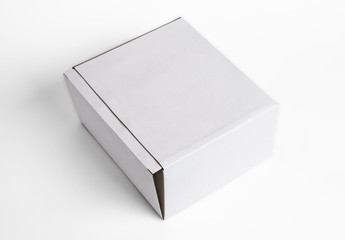 close up of a white box template on white background isolated