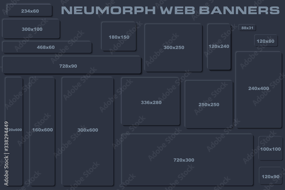 Canvas Prints standard size neumorphic ui web banners templates. dark set skeuomorph trend design. editable vector