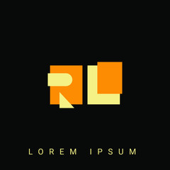 Modern creative shaped RL, LR, R, L logo. Initial Logo Designs Templete with Black Background. Vector Illustration
