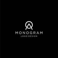 Monogram logo design of letter O and A qith dark background - EPS10 - Vector.
