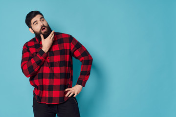 handsome young man in red shirt