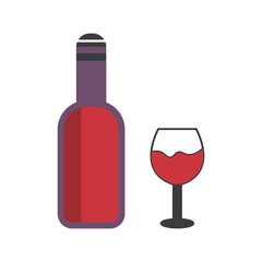 wine glass and bottle icon vector on white background. wine bottle and glass symbol illustration template color editable