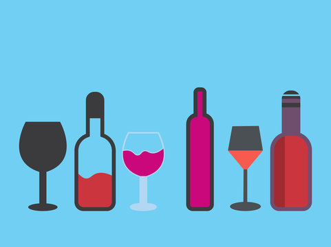 wine glass and bottle icon vector on color background. wine glass and bottle symbol illustration template color editable