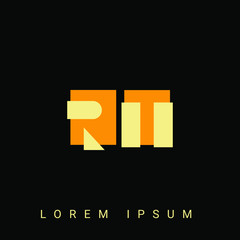 Fototapeta premium Modern creative shaped RT, TR, R, T logo. Initial Logo Designs Templete with Black Background. Vector Illustration 