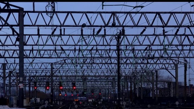 Time lapse of trains coming and going into Manchester station UK 4K