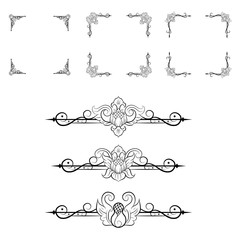Ornaments frames Separator elements for Classic Vintage Wedding Invitation great for Wedding Card Design