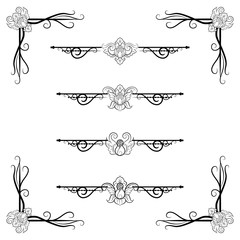 Ornaments frames Separator elements for Classic Vintage Wedding Invitation great for Wedding Card Design