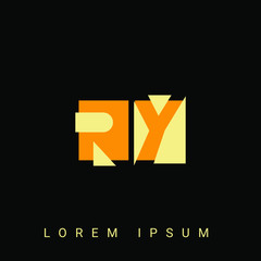 Modern creative shaped RY, YR, R, Y logo. Initial Logo Designs Templete with Black Background. Vector Illustration
