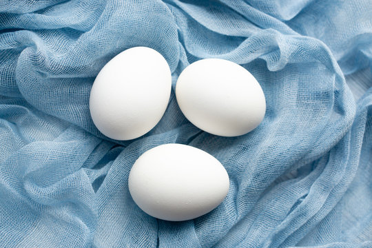 Healthy eating protein in white chicken eggs