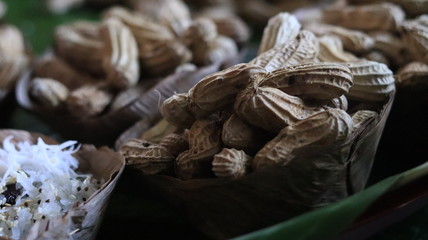 Boiled Beans in Banana Leaf Krathongs