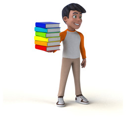 Fun 3D cartoon Asian teenager .