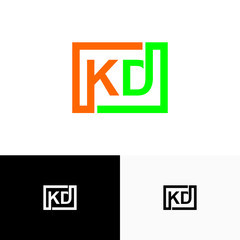 KD, DK Letter, initial logo design template vector