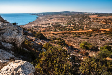 Fototapeta na wymiar Great view on the Cyprus land and mediterranean sea