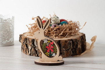 Festive rabbit made of wood