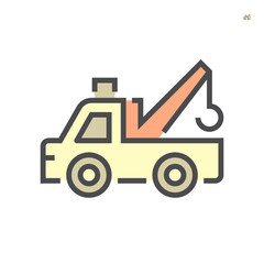 Pick up truck and crane icon, 64x64 perfect pixel and editable stroke.