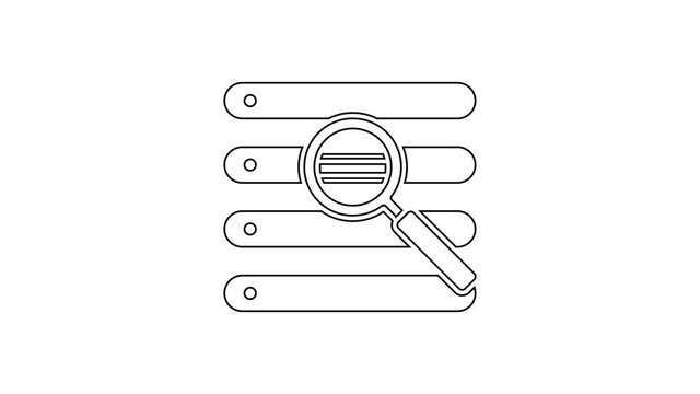 Black line Search in a browser window icon isolated on white background. 4K Video motion graphic animation