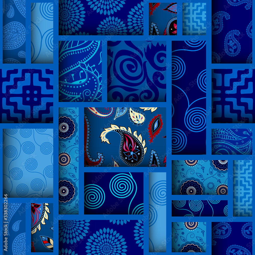 Poster paper cut shapes design. seamless vector pattern.