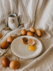 Decoration Easter Eggs with vintage plate