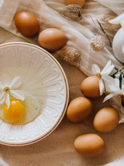 Decoration Easter Eggs with vintage plate