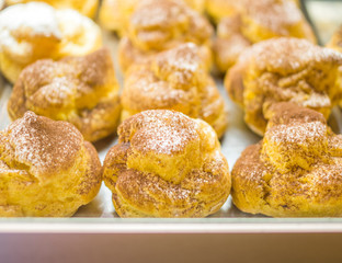 the real pastry, pastries prepared in the artisan laboratory,, pastries with cream, cream, chocolate and candied fruit