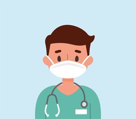 Male doctor wearing a face mask