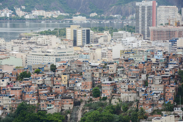 Fototapeta na wymiar View of 'Favela' and high-rise buildings