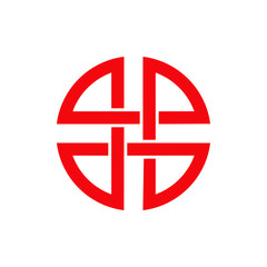 Icono plano nudo circular en color rojo