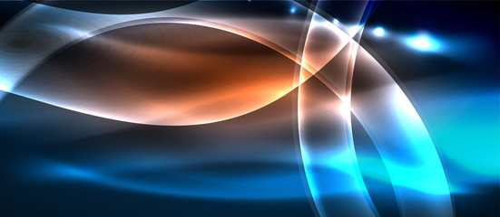 Abstract background. Shiny design neon waves with light effects, techno trendy design. Vector Illustration For Wallpaper, Banner, Background, Card, Book Illustration, landing page