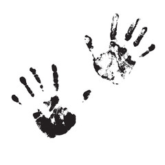 the imprint of two men's hands is black and white. graphic element of wide application.  vector illustration. EPS 10.