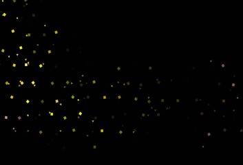 Dark Red, Yellow vector background with triangles, circles, cubes.